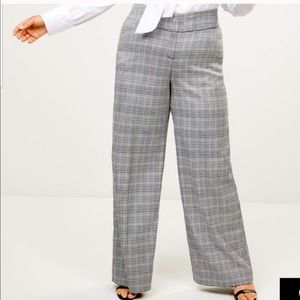 Lane Bryant wide leg grey fine plaid trousers